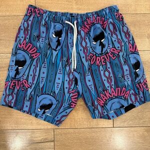 Marvel Shorts Mens‎ Small Blue Swim Trunks Wakanda Forever Drawstring Liner